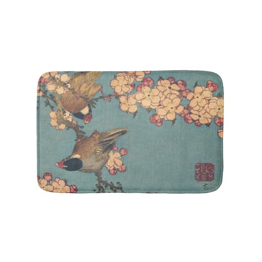 Vogels Bloemen Hokusai Japanse kunst Badmat (Voorkant)