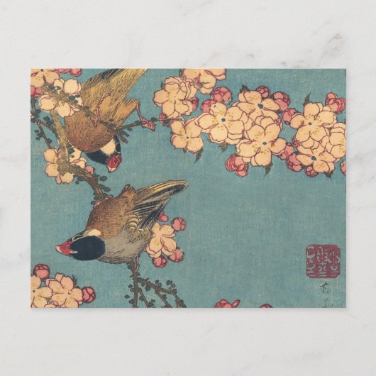 Vogels Bloemen Hokusai Japanse kunst Briefkaart (Voorkant)