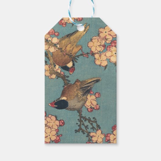 Vogels Bloemen Hokusai Japanse kunst Cadeaulabel (Voorkant)