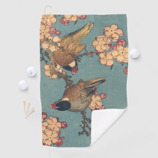 Vogels Bloemen Hokusai Japanse kunst Golfhanddoek (Insitu)
