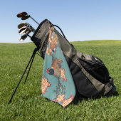 Vogels Bloemen Hokusai Japanse kunst Golfhanddoek (Groen)