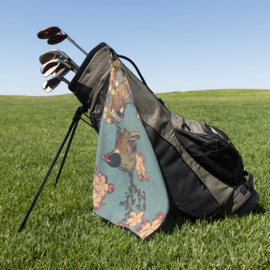 Vogels Bloemen Hokusai Japanse kunst Golfhanddoek (Groen)