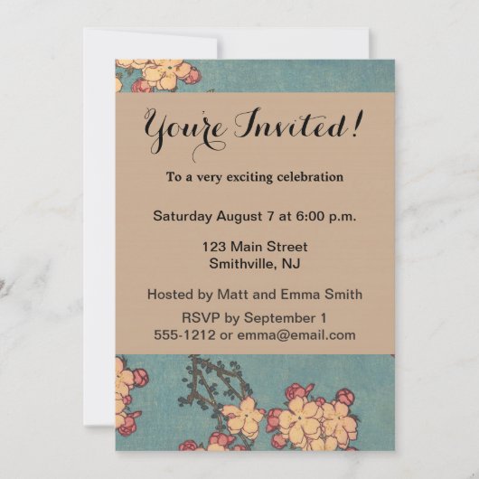 Vogels Bloemen Hokusai Japanse kunst Kaart (Voorkant)