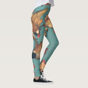 Vogels Bloemen Hokusai Japanse kunst Leggings