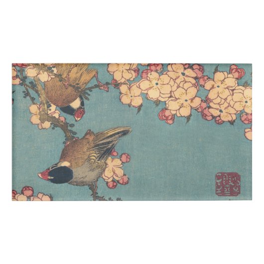 Vogels Bloemen Hokusai Japanse kunst Naambadge (Voorkant)