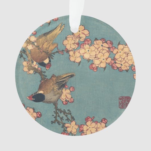 Vogels Bloemen Hokusai Japanse kunst Ornament (voorkant)