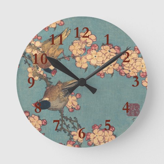 Vogels Bloemen Hokusai Japanse kunst Ronde Klok (Voorkant)