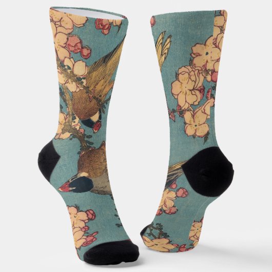 Vogels Bloemen Hokusai Japanse kunst Sokken (Gebogen)