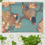 Vogels Bloemen Hokusai Japanse kunst Theedoek (Gevouwen)