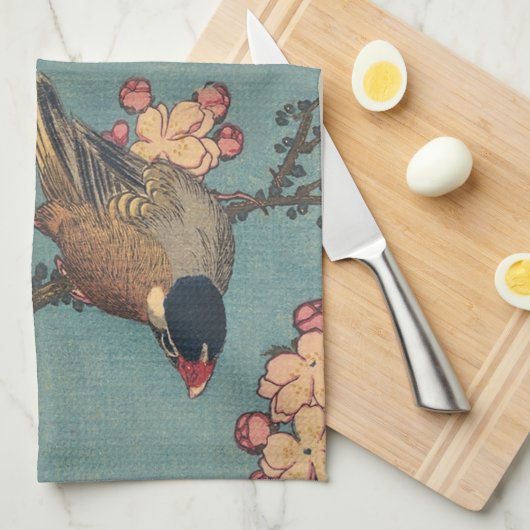 Vogels Bloemen Hokusai Japanse kunst Theedoek (Quarter Fold)