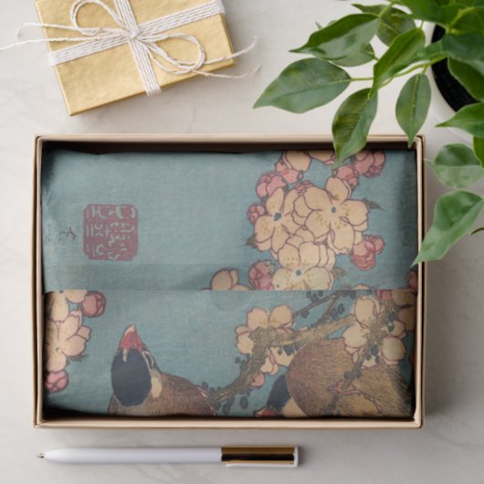 Vogels Bloemen Hokusai Japanse kunst Tissuepapier (Geschenk)