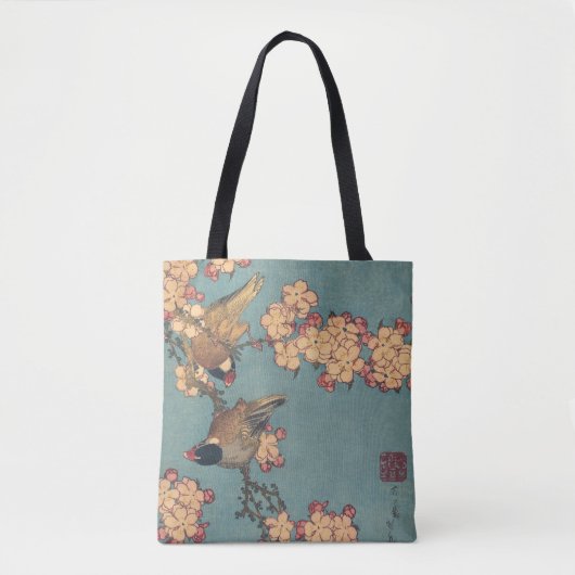 Vogels Bloemen Hokusai Japanse kunst Tote Bag (Voorkant)