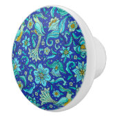 Vogels Bloemen Koningsblauw, Geel Keramische Knop (Rechts)