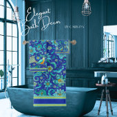 Vogels Bloemen Koninklijk Blauw, Geel, Aqua Bad Handdoek