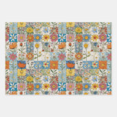 Vogels Bloemen Patchwork en Vogelhuisjes Inpakpapier Vel (Voorkant 3)