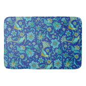 Vogels Bloemen Royal blauw, geel Badmat (Voorkant)