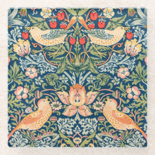 Vogels & Bloemen Wm Morris Kunst  Glazen Onderzetter