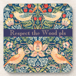 Vogels & Bloemen Wm Morris Respecteer het hout pls Bier Onderzetter