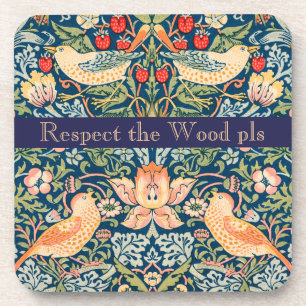 Vogels & Bloemen Wm Morris Respecteer het hout pls Bier Onderzetter