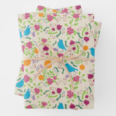 Vogels Bloemen Wrapping Papier Flat Sheet Set van Inpakpapier Vel (In situ)