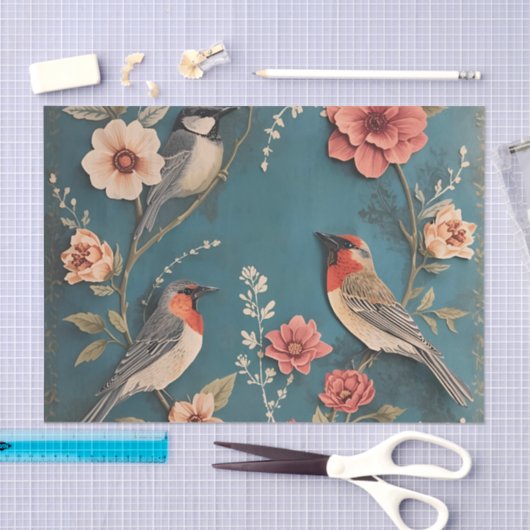  Vogels & Bloemweefsel Decoupage Papier (Craft)