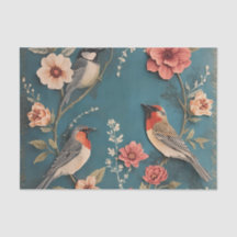  Vogels & Bloemweefsel Decoupage Papier