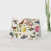 Vogels Botanisch Gevouwen Wenskaart Kaart (Voorkant)