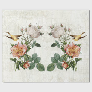 vogels Botanische bloemen Ephemera ontkoppeling Cadeaupapier