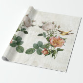 vogels Botanische bloemen Ephemera ontkoppeling Cadeaupapier (Uitgerold)