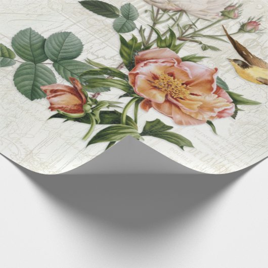 vogels Botanische bloemen Ephemera ontkoppeling Cadeaupapier (Hoek)