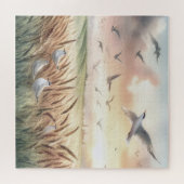 Vogels boven een korenveld legpuzzel (Horizontaal)