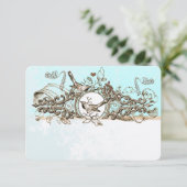  vogels Bronze Scroll Wedding RSVP Kaartje (Staand voorkant)