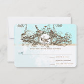  vogels Bronze Scroll Wedding RSVP Kaartje (Achterkant)