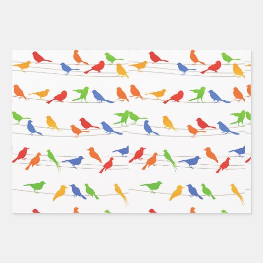 Vogels Cadeauverpakking Papier Blad. Inpakpapier Vel (Voorkant)