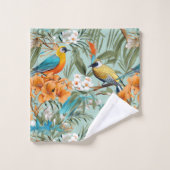 Vogels Chinoiserie Mint Sinaasappel Bad Handdoek (Wasdoekje)