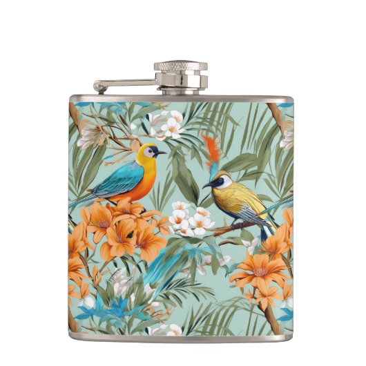Vogels Chinoiserie Mint Sinaasappel Heupfles (Voorkant)