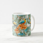 Vogels Chinoiserie Mint Sinaasappel Koffiemok (Voorkant rechts)