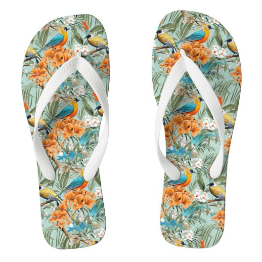 Vogels Chinoiserie Mint Sinaasappel Teenslippers (Voetbed)