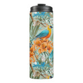 Vogels Chinoiserie Mint Sinaasappel Thermosbeker (Voorkant)