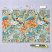 Vogels Chinoiserie Mint Sinaasappel Tissuepapier (Craft)
