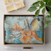 Vogels Chinoiserie Mint Sinaasappel Tissuepapier (Geschenk)