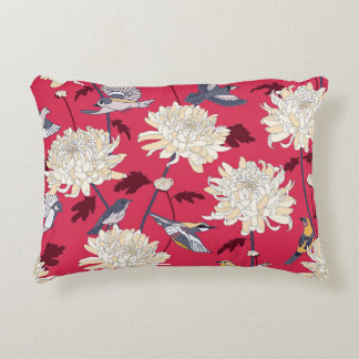 Vogels & Chrysanten: Bloemen  Accent Kussen