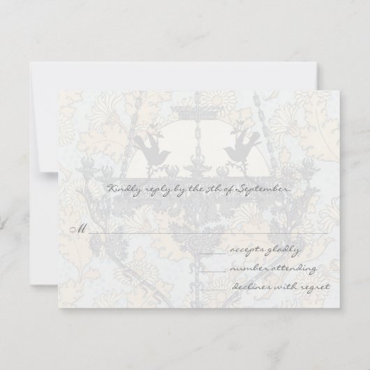 Vogels Damask Chandelier Wedding RSVP (Achterkant)