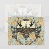  Vogels Damask Chandelier Wedding RSVP Kaartje (Voorkant / Achterkant)