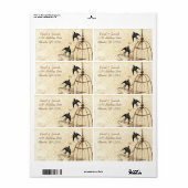  vogels Damask Swallow Brown Bird Cage Etiket (Full Sheet)