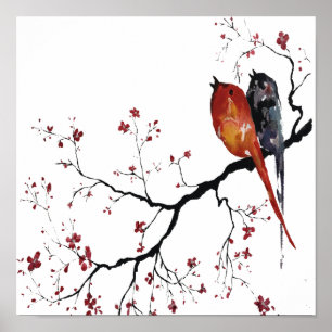 Vogels die blij zingen poster