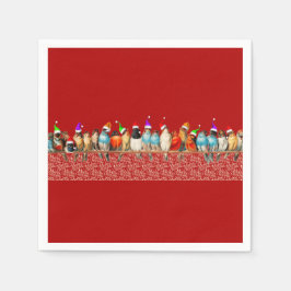 Vogels die de kerstman dragen zitten op een baard servet