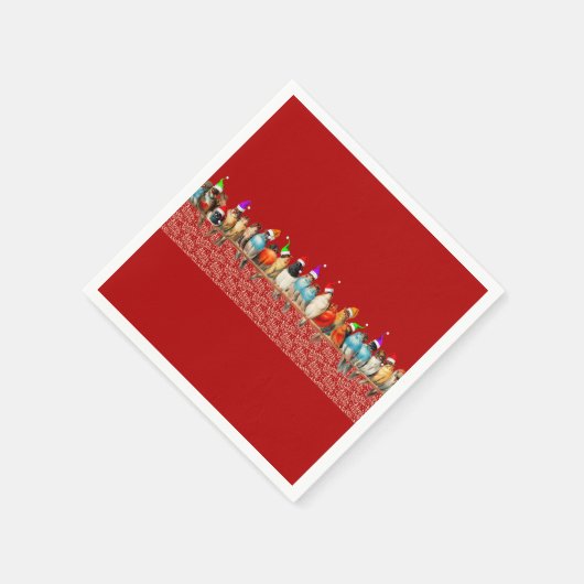 Vogels die de kerstman dragen zitten op een baard servet (Hoek)