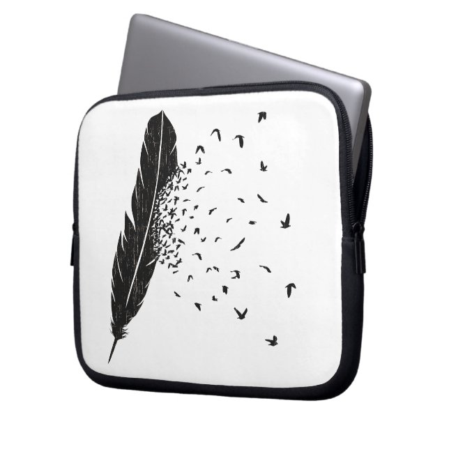 Vogels die een doezelaar breken laptop sleeve (Voorkant Links)