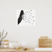 Vogels die een doezelaar breken poster (Keuken)